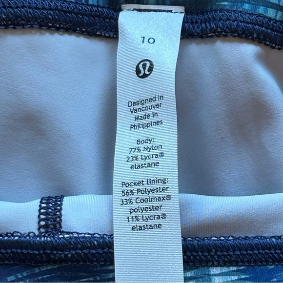 Lululemon Invigorate High Rise Flux Blue Multi Leggings Key Pocket Size 10 - Picture 7 of 10